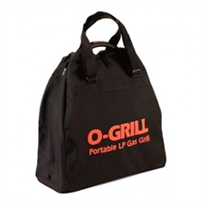 Väska till O-Grill bärbar gasgrill med handtag och dragkedja, märkt "O-GRILL" i orange text.
